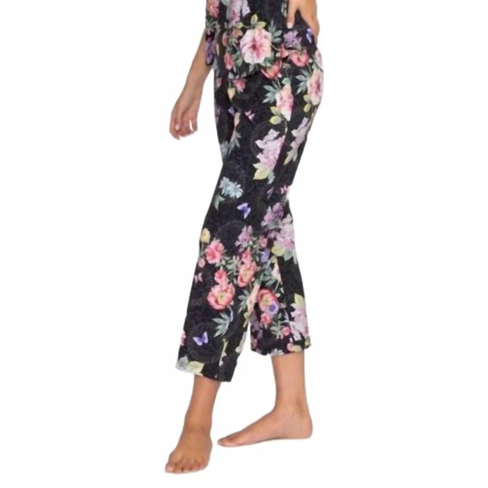 Johnny Was Bobbie Crop Pajama Pants Floral Butterfly Pima Cotton Modal‎ XXL